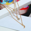 Bohemian Jewelry Moon Star Multi Layer Beaded Pendant Necklace Female Fashi X5R9