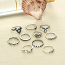 Fashion Jewelry Retro Arrow Moon Midi Finger Knuckle Alloy Rings Boho 10Pcs/ Set