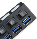 4 Ports USB 3.0 HUB With On/Off Switch Power Adapter For Desktop Laptop Tide