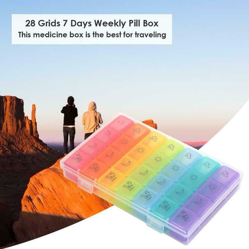28 Grid 7 Days Pill Box Case Weekly Medicine Organizer Travel Tablet Storage Box