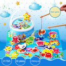 Wooden Two-Pole Sea Animal Fishing Magnetic Toys Set Early Education Game