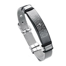 17.5-22cm Men Religious Prayer Black Cross Bracelet Stainless Steel Cuff