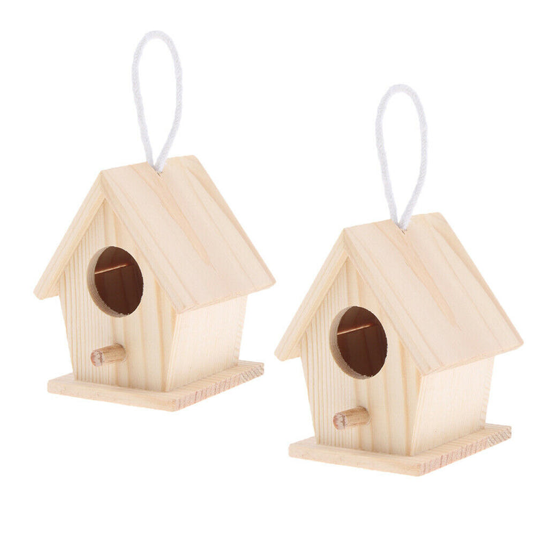 2x Bird Nest Natural Wood House DIY Parrot