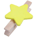 Star Pattern Card Photo Paper Spring Peg Mini Wooden Clip 20pcs Yellow Z8P6