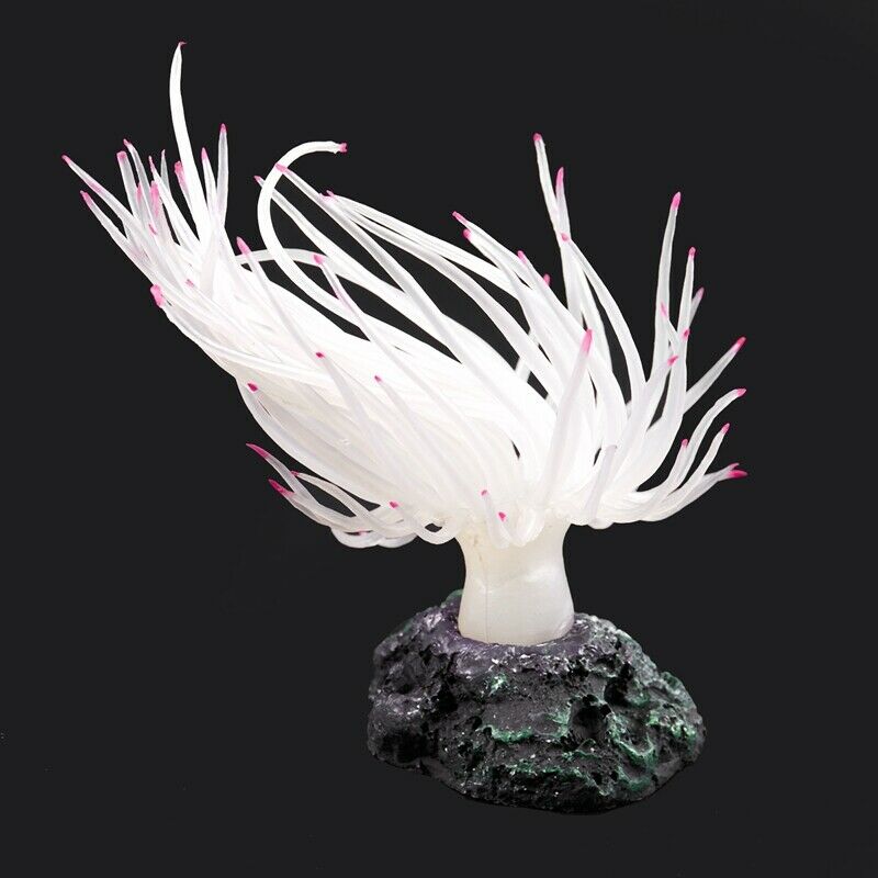 Silicone Aquarium Underwater Artificial Grass Plant 4-inch High White Q2H3