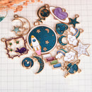 15pcs Mixed Star Moon Universe Enamel Charms Pendant DIY Jewelry Making  ME