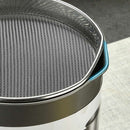 1.2L Stainless-Steel Oil Strainer Pot Grease Container Can Keeper w/ Lid