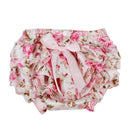 baby girl pink bowknot ruffles pants bloomers diaper cover - S