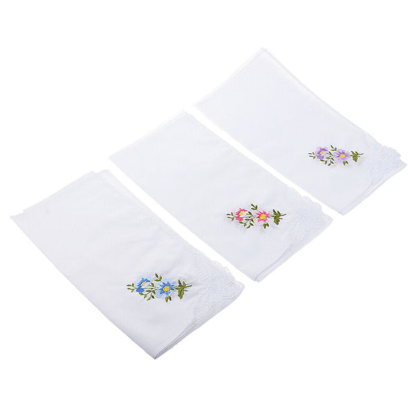 Set Of 24 Soft Handkerchief Embroidery Handkerchiefs Made Of Cotton, 27.5 X