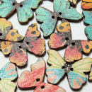 50pcs 2 Holes Mixed Butterfly Wooden Buttons Sewing Scrapbooking DIY - rand D7F2