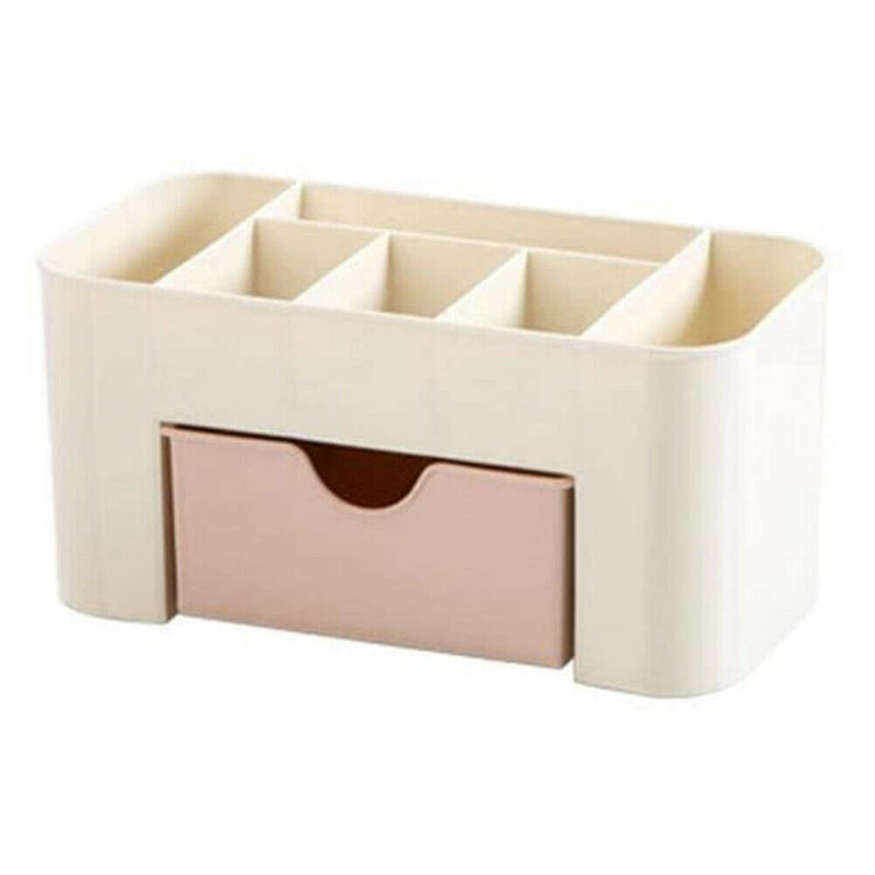 Desktop Cosmetic Storage Box Drawer Makeup Jewelry Organizer Case Pink A