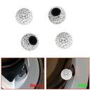 4 White Bling Car Rhinestone Tire Valve Caps Diamond Shining Air Caps Accessorie