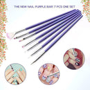 7pcs/set Acrylic Nail Art UV Gel Carving Pen Brush Powder Liquid V0A5