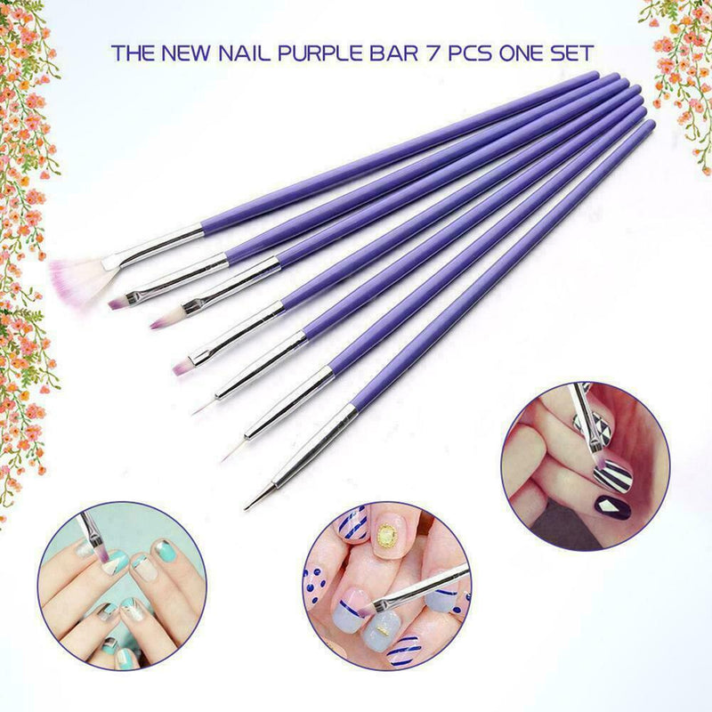 7pcs/set Acrylic Nail Art UV Gel Carving Pen Brush Powder Liquid V0A5