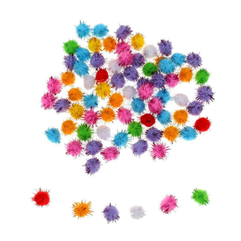 100pcs Sparkly Glitter POM POM BALLS Small Puff Kitten Cat Toys Crafts 1.5cm