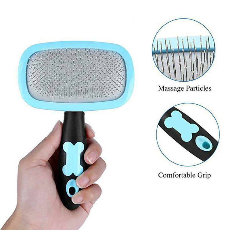 Pet Dog Hair Grooming Brush Massage Comb Hair Removal Beauty Tool (Blue) A