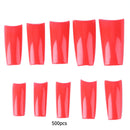 500pcs French Tips False Nail Half Cover Nail Art Tool (Watermelon Red) A