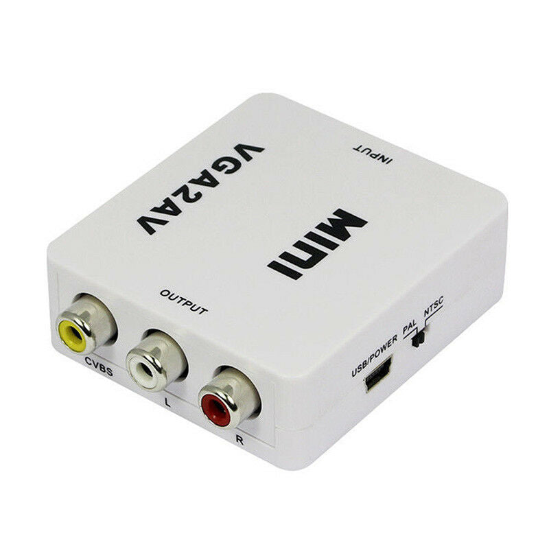 1080P Mini Digital VGA to RCA AV TV CVBS Converter with audio for PC laptop â„–[