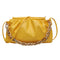 Women Pleated Shoulder Bag Chain Totes PU Cloud Messenger Handbag (Yellow)