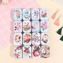 Mini Flower Tin Trinket Jewelry Coin Box Tinplate Storage Case Rectangul Sug Ew