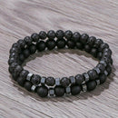 2X Men Natural Stone Bracelet Fashion Jewelry Matte Lava Volcanic Beads Bangle