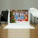 Christmas Background Cloth Party Snow Santa Claus Tree Photographic Family Decor