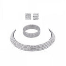 3pcs Women Crystal Wedding Bridal Necklace Earrings Bracelet Jewellery Set Gift