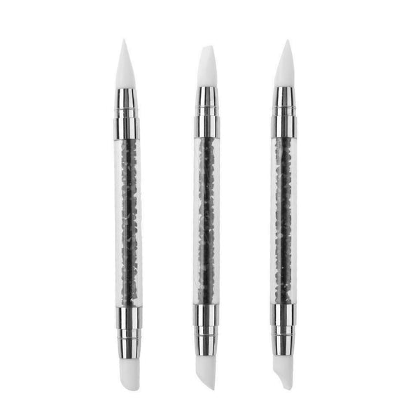 3pcs/Set Dual-Ended Silicone Nail Art Pens Hollow Carving Manicure Brushes