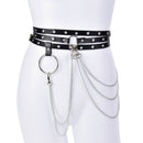 Punk Women Faux Leather Harness Garter Belt Strap Waistband Binding Chain BlacOZ