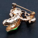 Enamel Green Pea Brooches For Women Crystal Simulated Pearls Corsages Sweat