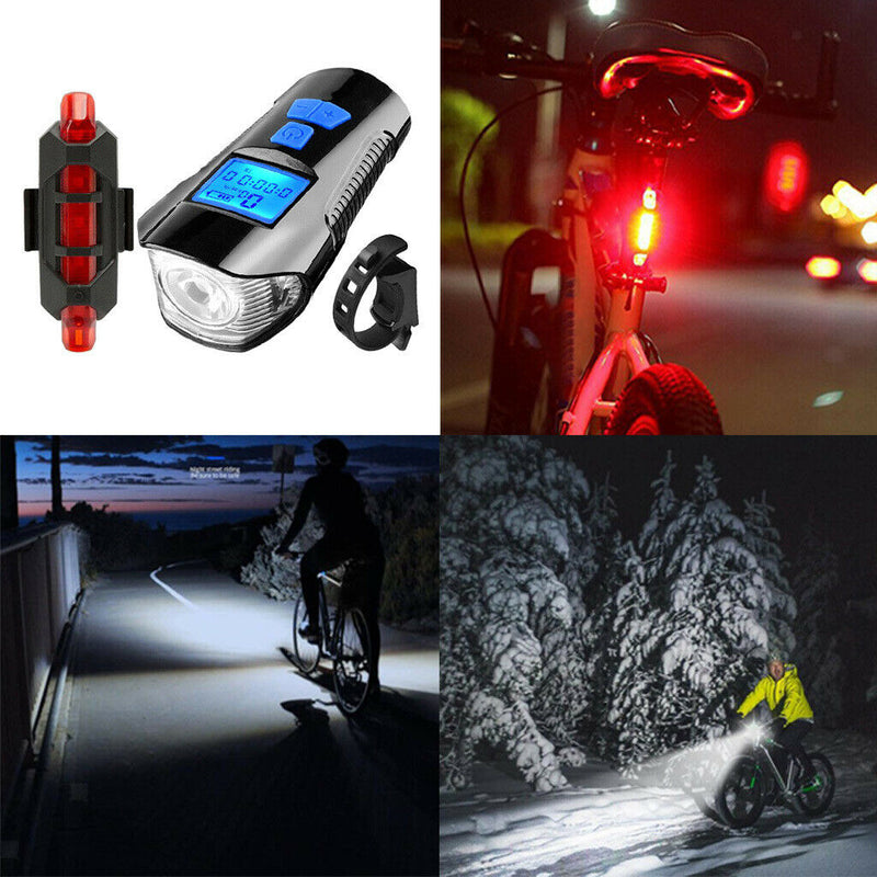 Blue Bicycle Headlight LED Rechargeable Bike Rear Light