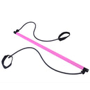 Gym Portable Pilates Bar Stick with Resistance Band for Home Sports (Pink)