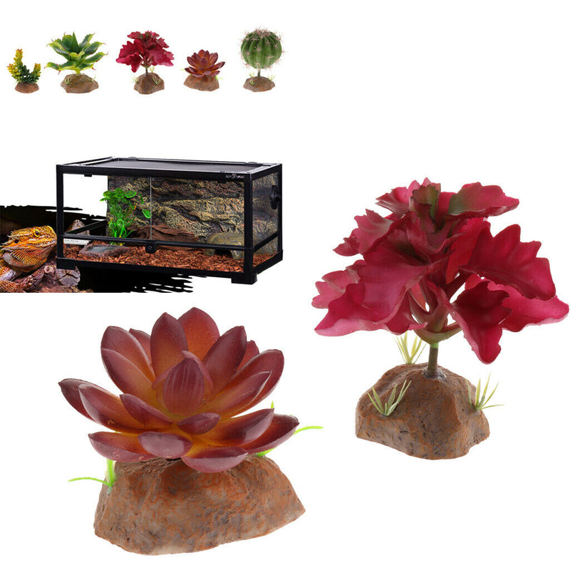 2PCS Terrarium Artificial Succulent Plant Reptile Vivarium Landscaping Decor