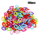 100pcs Colorful Plastic Chain Parrot Birds Toys Non-toxic C-clip Hook (L) A