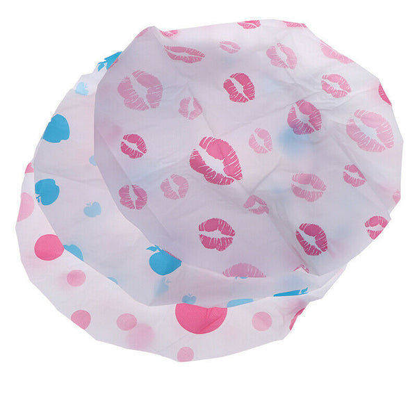 1 x Random Waterproof Shower Cap Thicken Saunas Bath Hat kids Hair Bathing C JR
