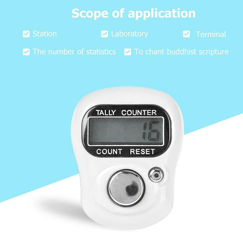 Stitch Marker Row Finger Ring Counter LCD Electronic Tally Counter (White)