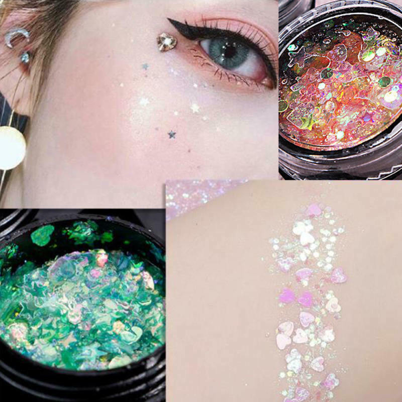 12 Colors Glitter Sequins Powder Nail Art Face Body Eye Shadow Craft Makeup Set