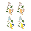4 Piece Alloy Enamel Flower Leaves Branch Bird Connector Necklace Pendant Beads
