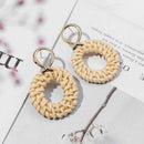 Retro Hollow Round Dangle Ear Stud Women Rattan Geometric Earrings Jewelry