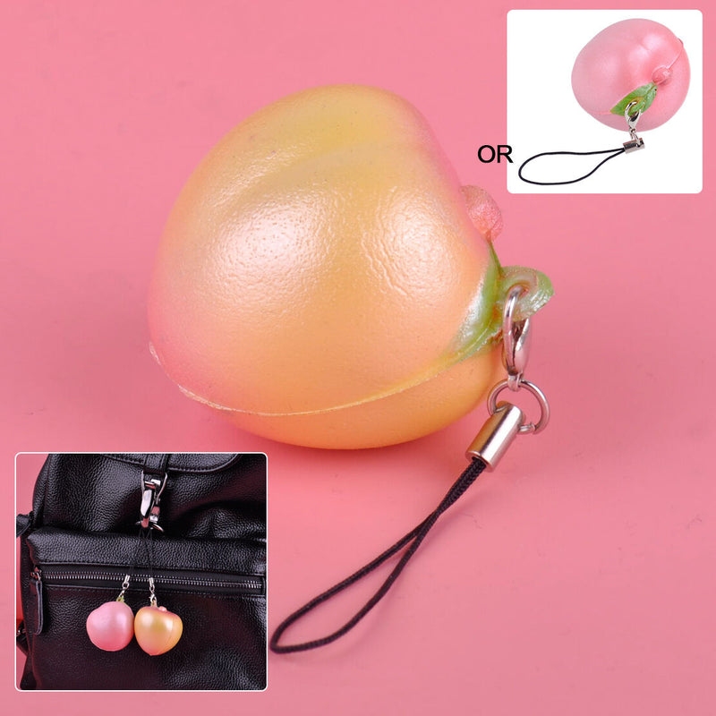 3.5cm Squishy Peach Scented Fruit Bread Slow Rising Charm Keychain Phone Strap