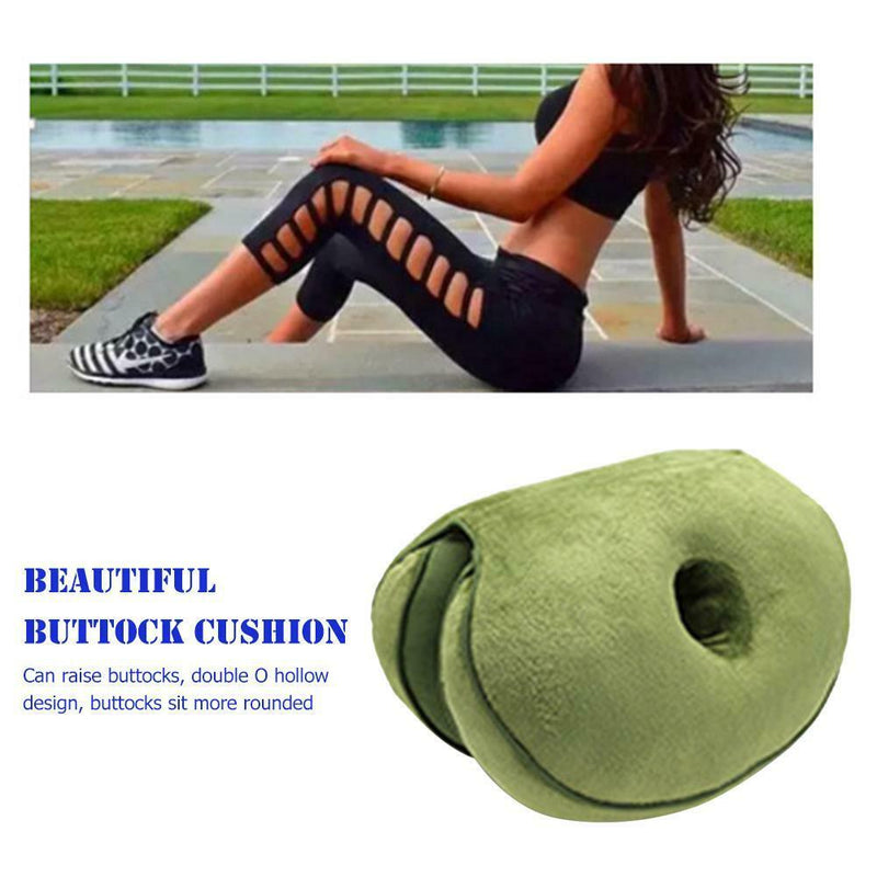 Dual Comfort Cushion Home Memory Foam Hip Lift Seat Cushions (Army Green)