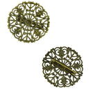 10x Filigree Flower Blank Brooch Settings Lapel Pin Safety Pins Base Bronze