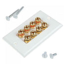 Speaker Cable Wall Plate for 4 Speakers 8 Bna Plugs
