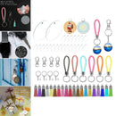 146pcs Leather Tassel Keychain Charms Jump Rings Acrylic Keyrings Blanks Crafts