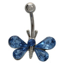 Crystal Butterfly Ball Barbell Bar Belly Button Navel Ring Body Piercing--B