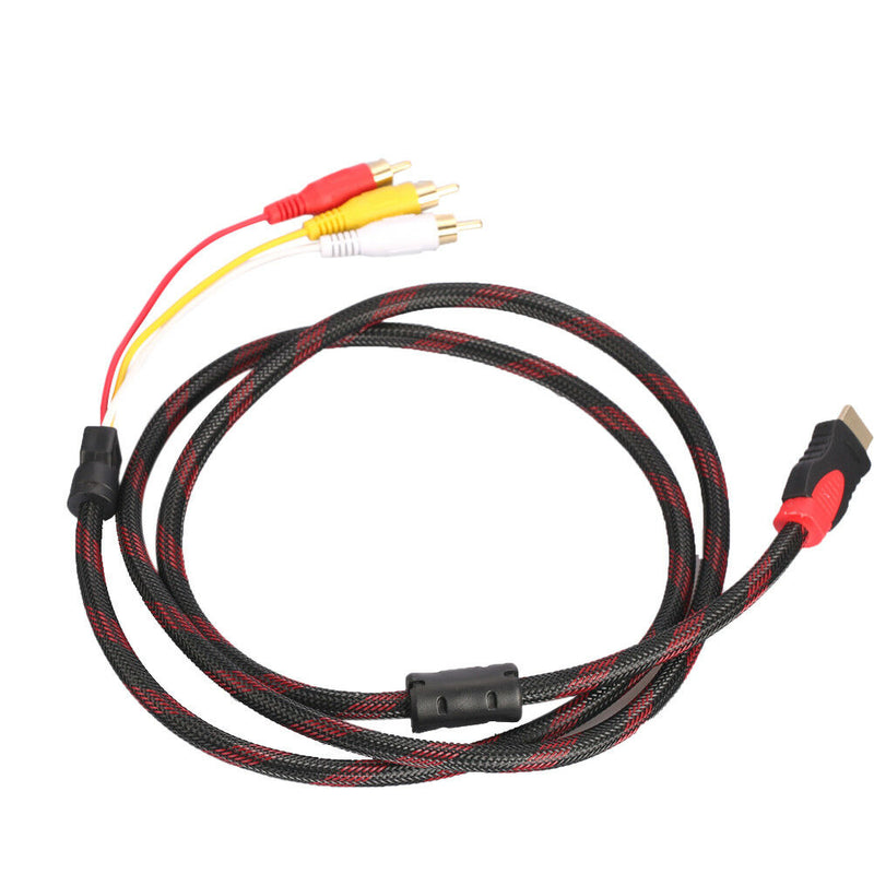 1.5M Audio Cable Black Male to Male HDMI To 3 RCA AV Video Audio Adapter Cable Z