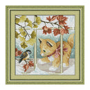 11 Count Stamped Cross Stitch Kits Embroidery Material Package - Kitten Bird