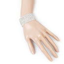 Ladies Sparing Sier 8 Row Rhinestone Stretchy Bracelet Bangle Party Prom