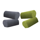 Set of 4 x Stretch Flannel Sofa Armrest Slip Covers Protectors Gray & Green
