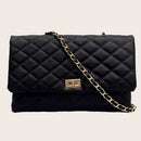 Fashion Women Shoulder Messenger Handbag Chain Leather Evening Bag (Black) A